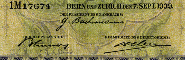 1000 Franken, 1939