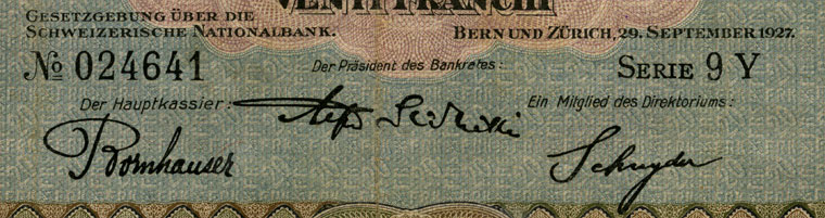 20 Franken, 1927