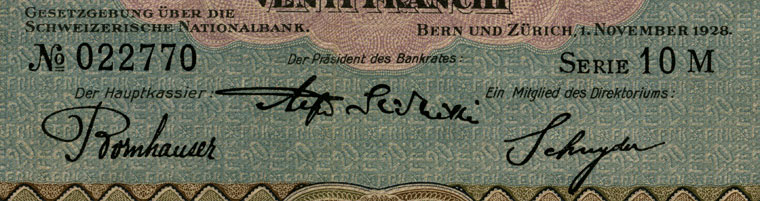 20 Franken, 1928
