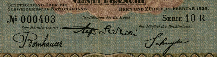 20 Franken, 1929