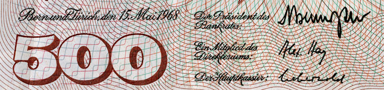 500 francs, 1968